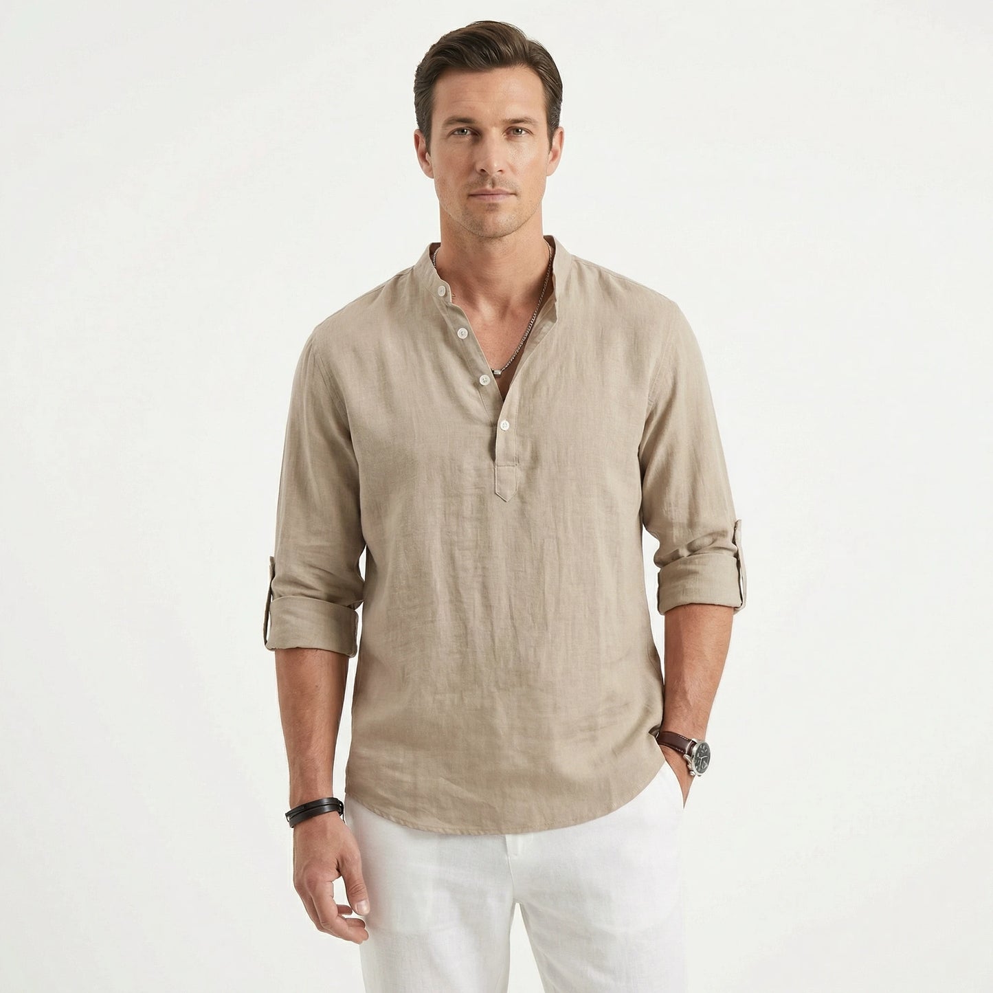 Stonebrook Studio - Stonebrook Studio | Men’s Breathable Linen Shirt - Lightweight Long Sleeve Casual Wear
