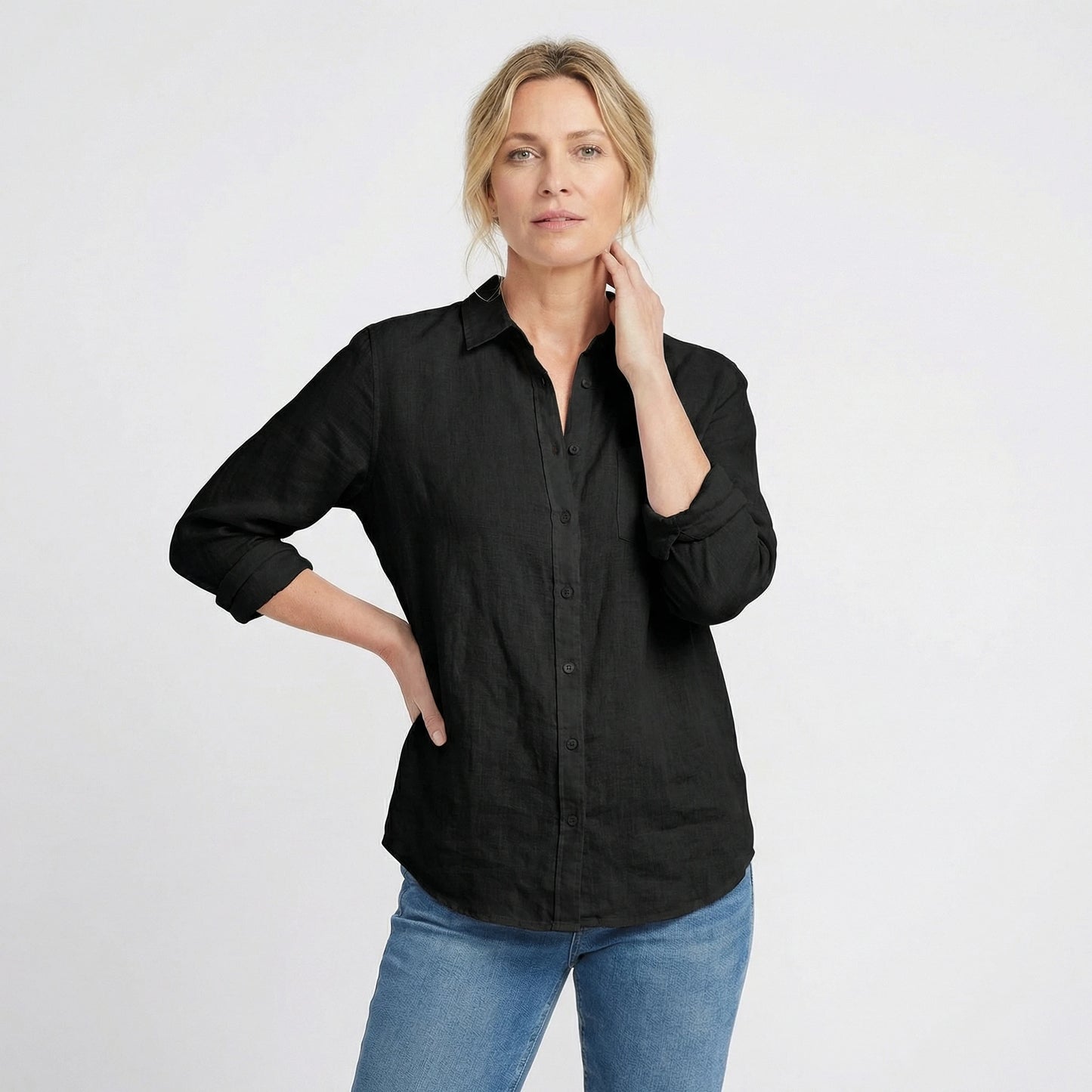 Stonebrook Studio - Stonebrook Studio | Women’s Cotton Linen Blouse - Long Sleeve Lightweight Casual Fit