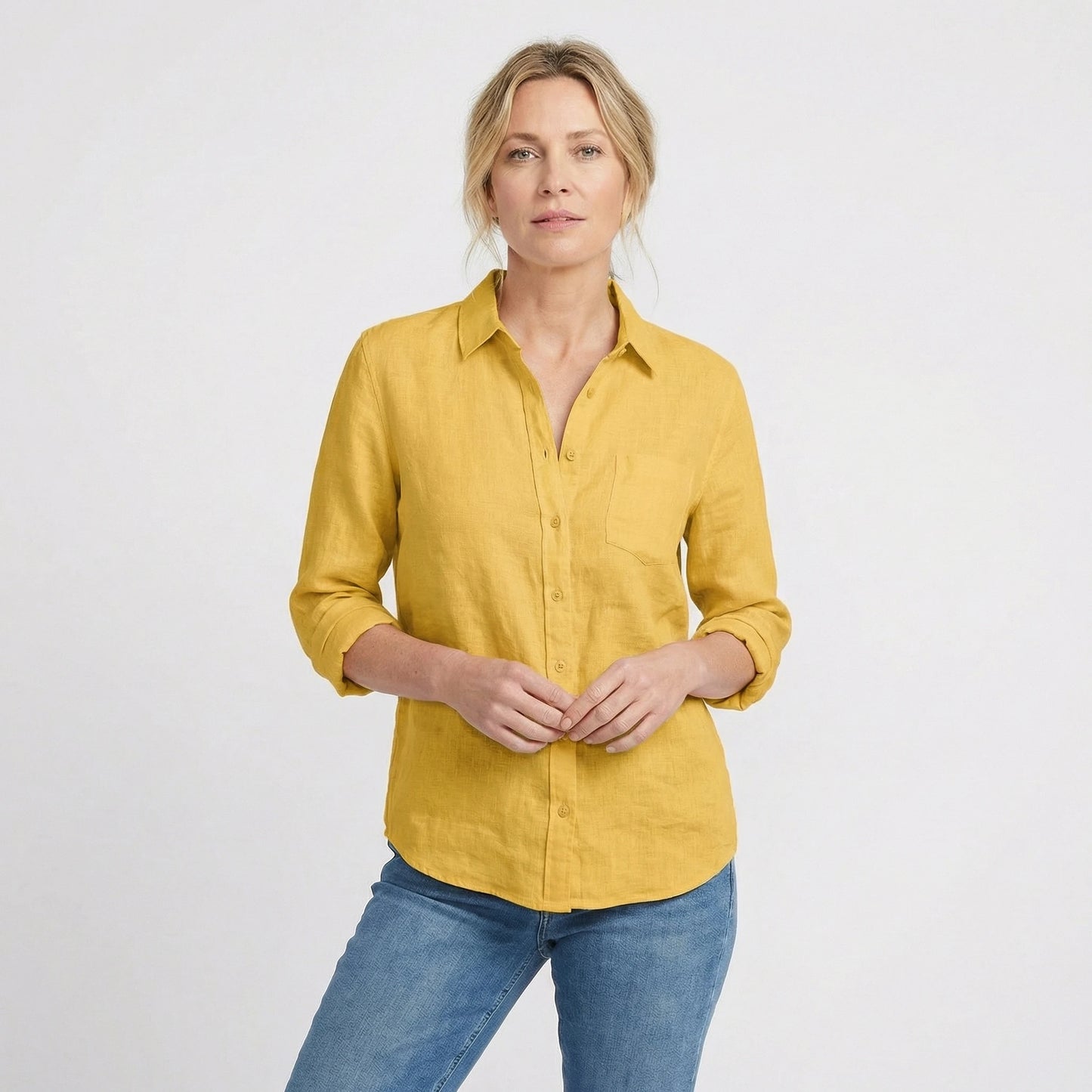 Stonebrook Studio - Stonebrook Studio | Women’s Cotton Linen Blouse - Long Sleeve Lightweight Casual Fit