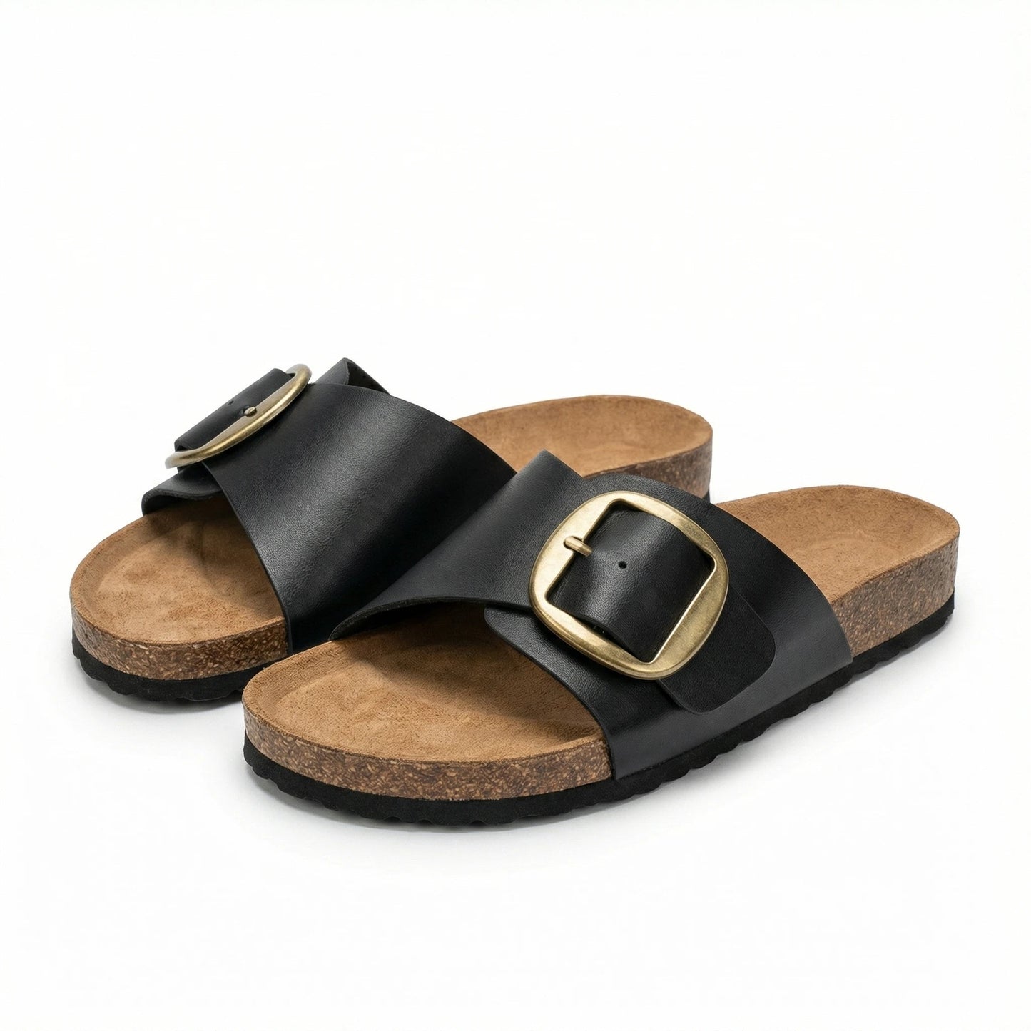 Stonebrook Studio - Stonebrook Studio | Women’s Cork Sole Slides - Breathable Comfort Flat Sandals