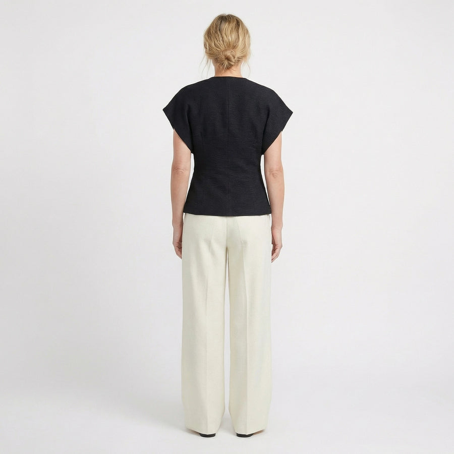Stonebrook Studio - Stonebrook Studio | Women’s Cotton Blend Blouse - Triangle Button V - Neck Top