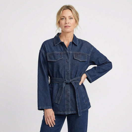 Stonebrook Studio - Stonebrook Studio | Women’s Belted Denim Jacket - Slim Fit Casual Outerwear