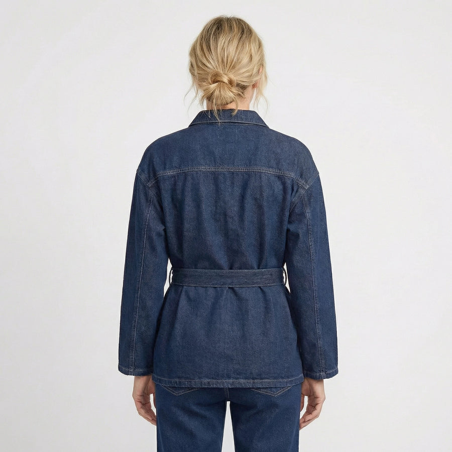 Stonebrook Studio - Stonebrook Studio | Women’s Belted Denim Jacket - Slim Fit Casual Outerwear