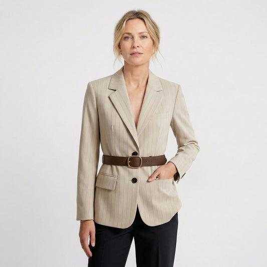 Stonebrook Studio - Stonebrook Studio | Women’s Belted Suit Jacket - Lightweight Breathable Elegant Loose Fit