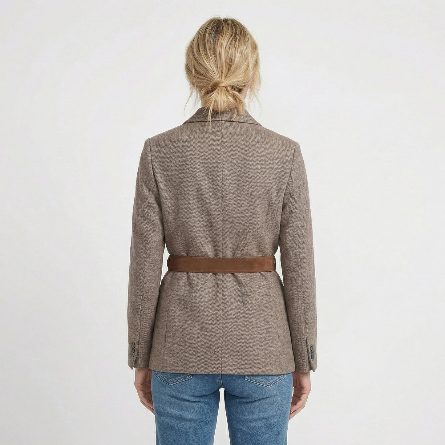 Stonebrook Studio - Stonebrook Studio | Women’s Blazer Jacket Herringbone Twill Loose Fit Belted
