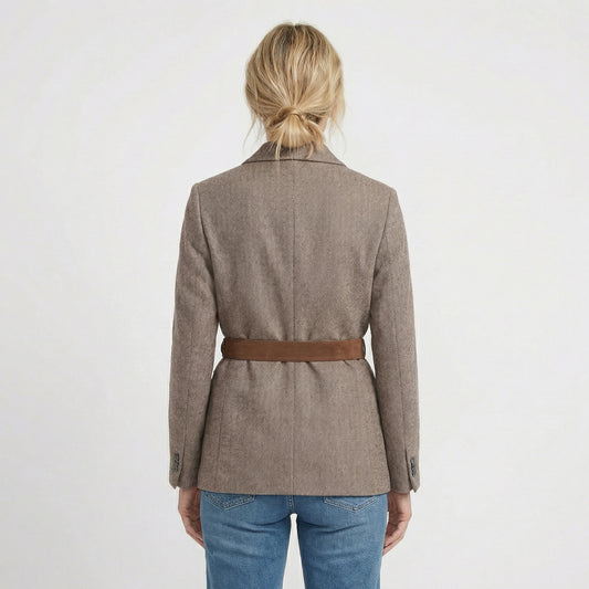 Stonebrook Studio - Stonebrook Studio | Women’s Blazer Jacket Herringbone Twill Loose Fit Belted