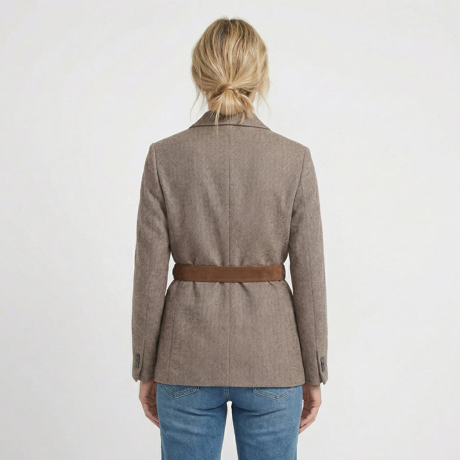 Stonebrook Studio - Stonebrook Studio | Women’s Blazer Jacket Herringbone Twill Loose Fit Belted