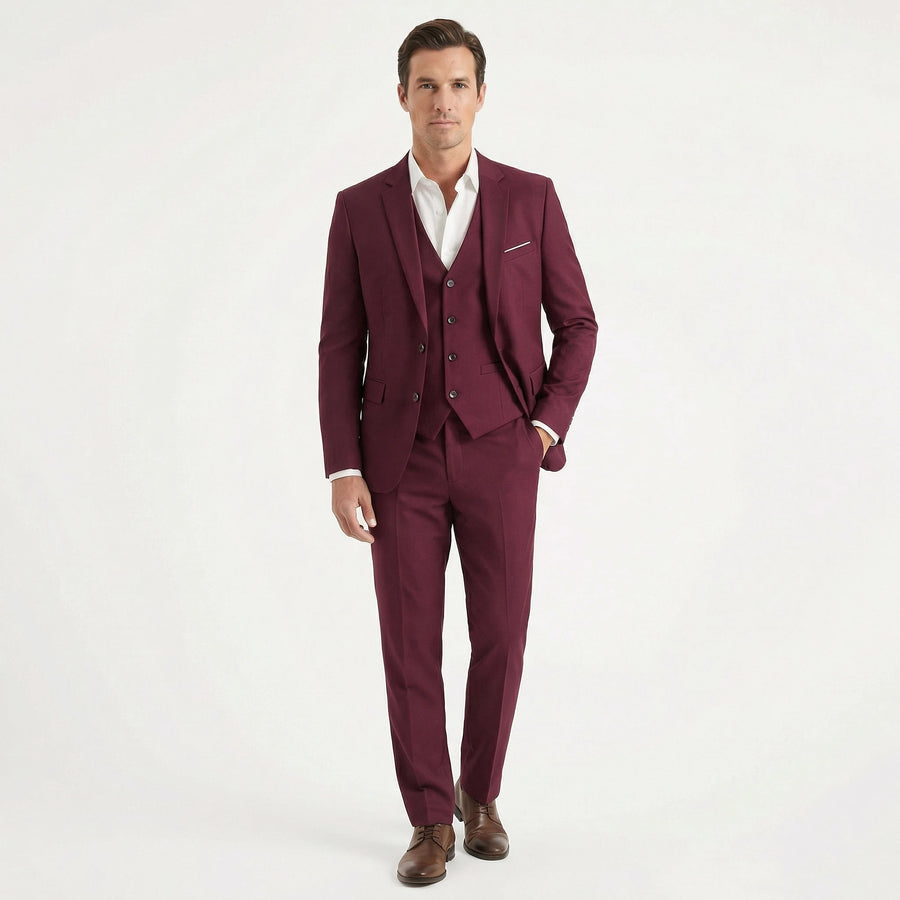 Stonebrook Studio - Stonebrook Studio | Men’s Three Piece Suit Slim Fit Cotton Wedding Outfit