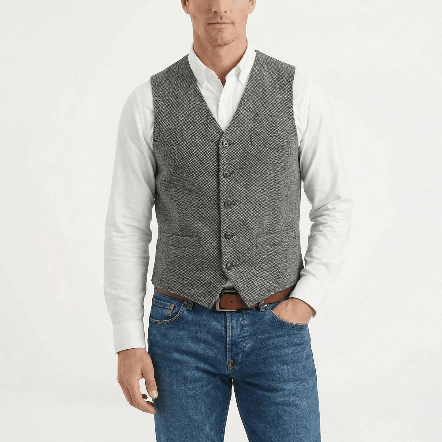 Stonebrook Studio - Stonebrook Studio | Men’s Tweed Waistcoat Herringbone Slim Fit Business Vest