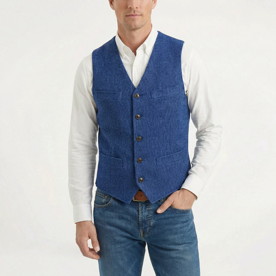 Stonebrook Studio - Stonebrook Studio | Men’s Tweed Waistcoat Herringbone Slim Fit Business Vest