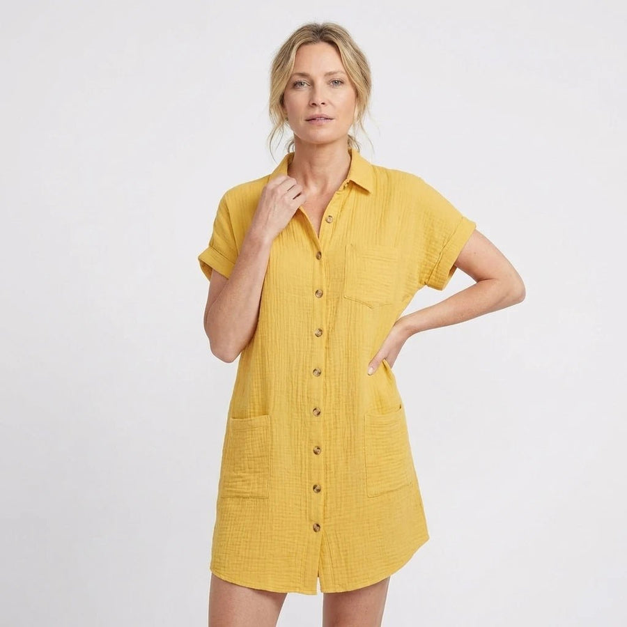 Stonebrook Studio - Stonebrook Studio | Women’s Breathable Cotton Blend Shirt Dress - Casual Loose Fit