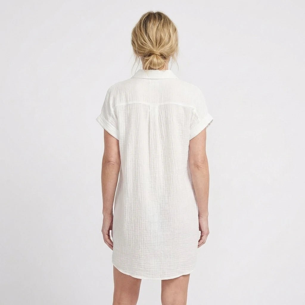 Stonebrook Studio - Stonebrook Studio | Women’s Breathable Cotton Blend Shirt Dress - Casual Loose Fit