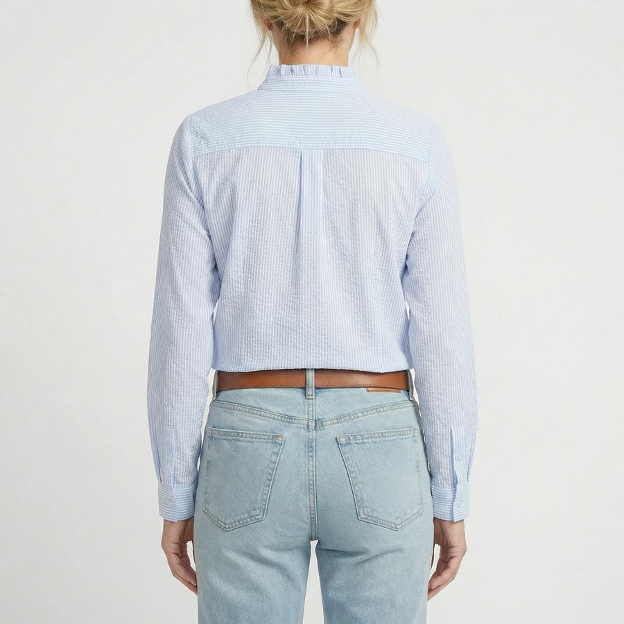 Stonebrook Studio - Stonebrook Studio | Women’s Ruffle - Trim Textured Seersucker Lightweight Summer Blouse