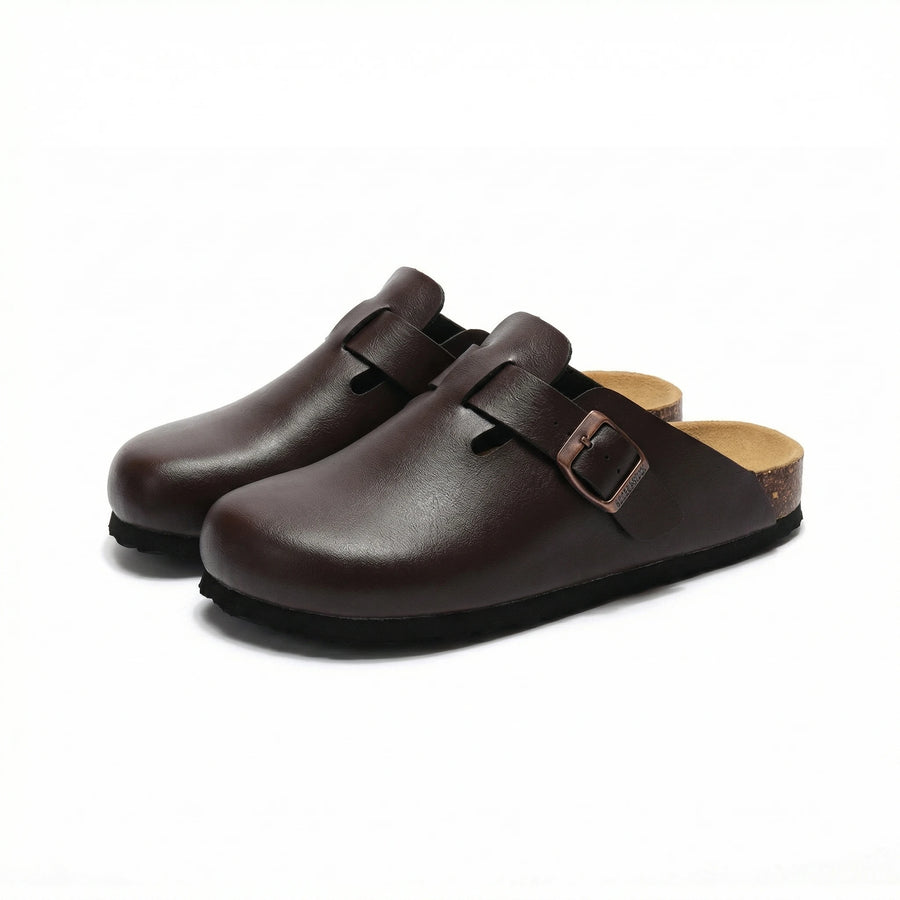 Stonebrook Studio - Stonebrook Studio | Faux Leather Clogs - Comfort Cork Sole Casual Slip - On