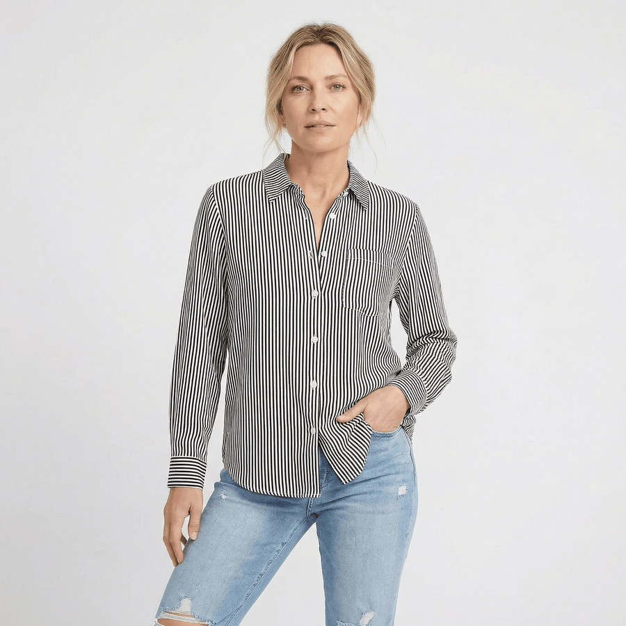 Stonebrook Studio - Stonebrook Studio | Women’s Striped Shirt - Loose Fit Lightweight Casual Top