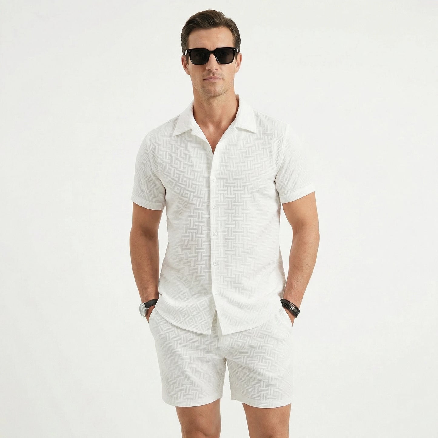 Stonebrook Studio - Stonebrook Studio | Men’s Linen Two Piece Set Short Sleeve Shirt And Shorts