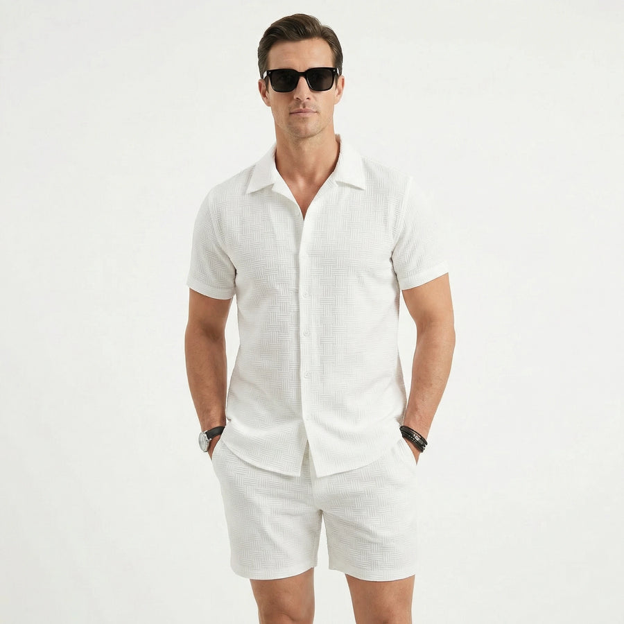Stonebrook Studio - Stonebrook Studio | Men’s Linen Two Piece Set Short Sleeve Shirt And Shorts