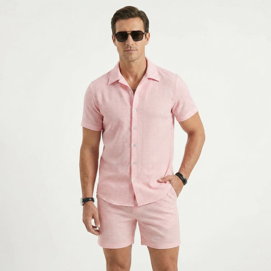 Stonebrook Studio - Stonebrook Studio | Men’s Linen Two Piece Set Short Sleeve Shirt And Shorts