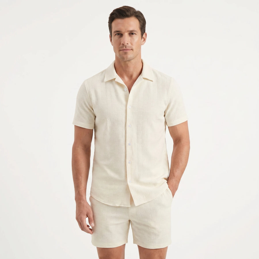 Stonebrook Studio - Stonebrook Studio | Men’s Linen Two Piece Set Short Sleeve Shirt And Shorts