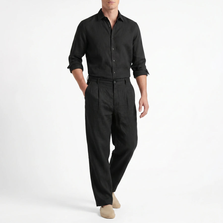 Stonebrook Studio - Stonebrook Studio | Men’s Linen Wide Fit Trousers Breathable Comfort Summer Pants