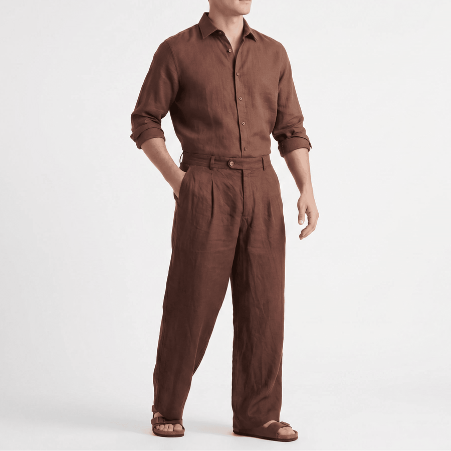 Stonebrook Studio - Stonebrook Studio | Men’s Linen Wide Fit Trousers Breathable Comfort Summer Pants