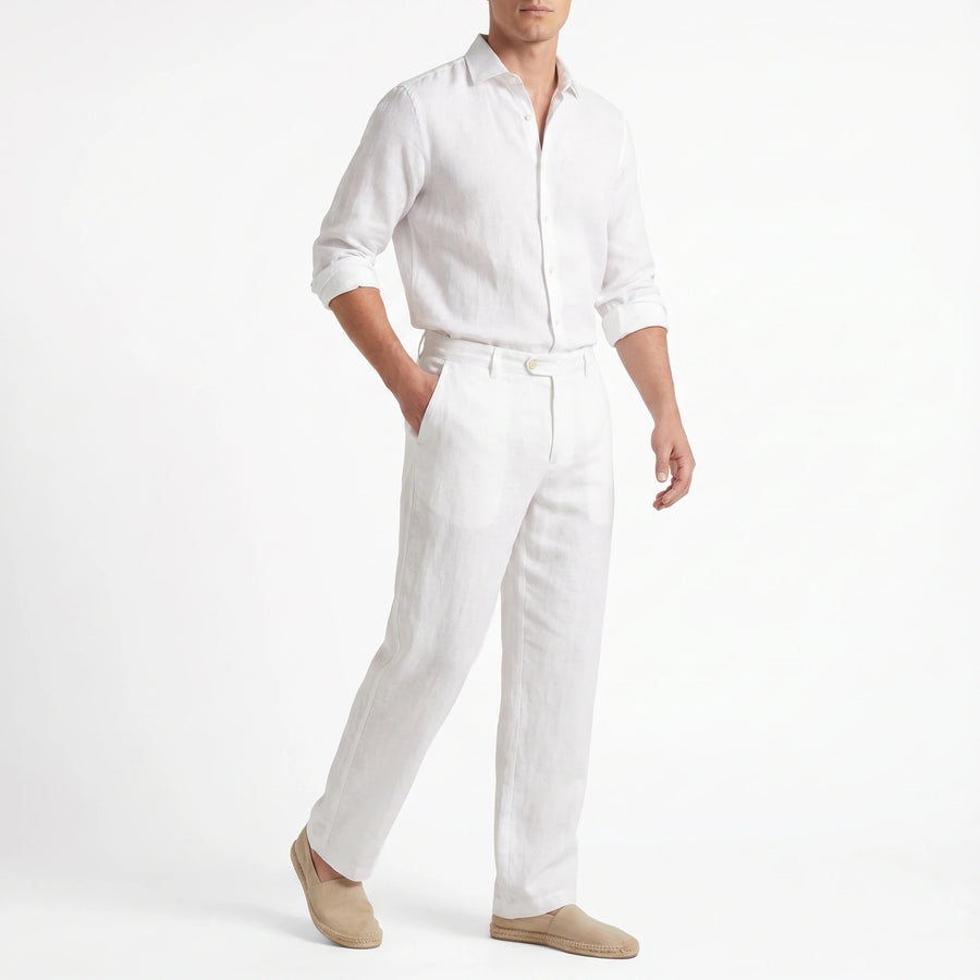 Stonebrook Studio - Stonebrook Studio | Men’s Linen Wide Fit Trousers Breathable Comfort Summer Pants