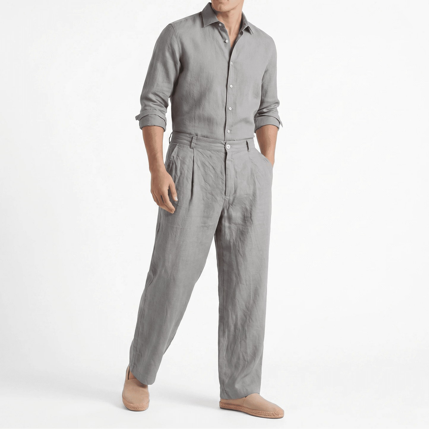 Stonebrook Studio - Stonebrook Studio | Men’s Linen Wide Fit Trousers Breathable Comfort Summer Pants