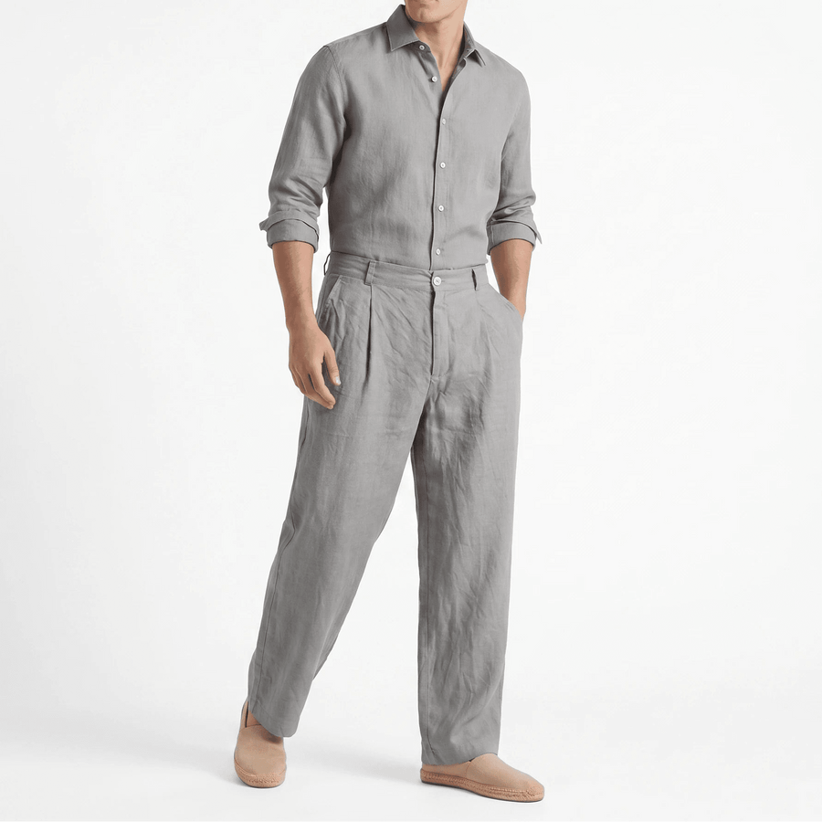 Stonebrook Studio - Stonebrook Studio | Men’s Linen Wide Fit Trousers Breathable Comfort Summer Pants