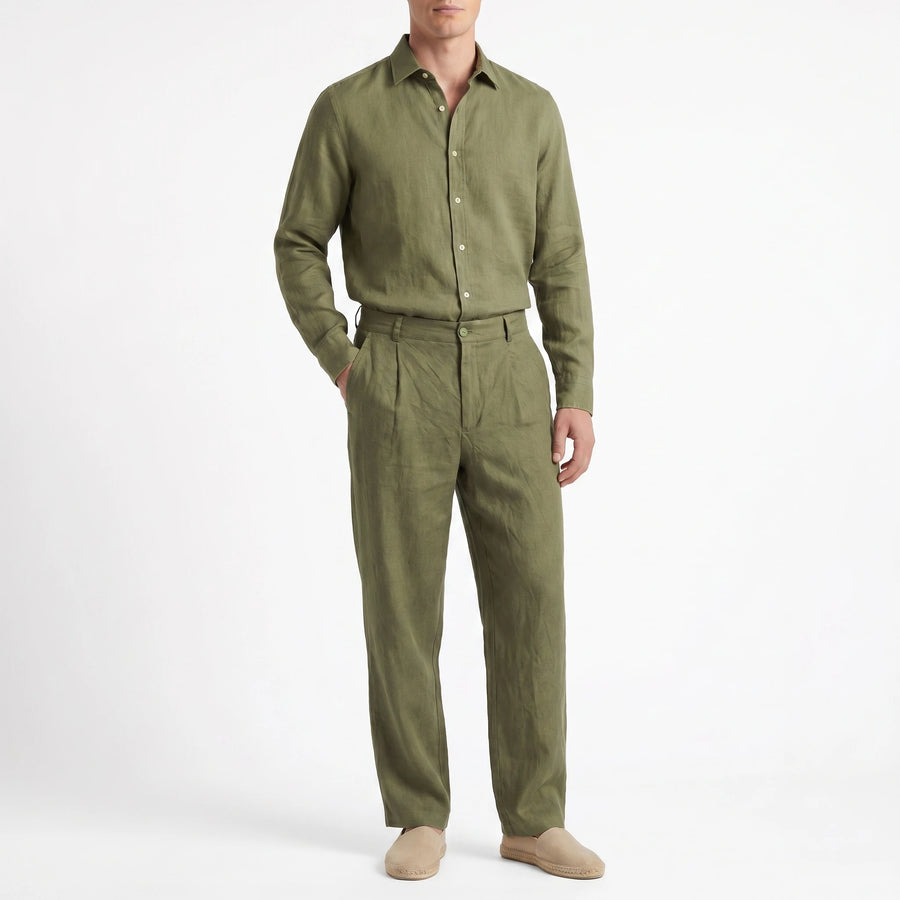 Stonebrook Studio - Stonebrook Studio | Men’s Linen Wide Fit Trousers Breathable Comfort Summer Pants