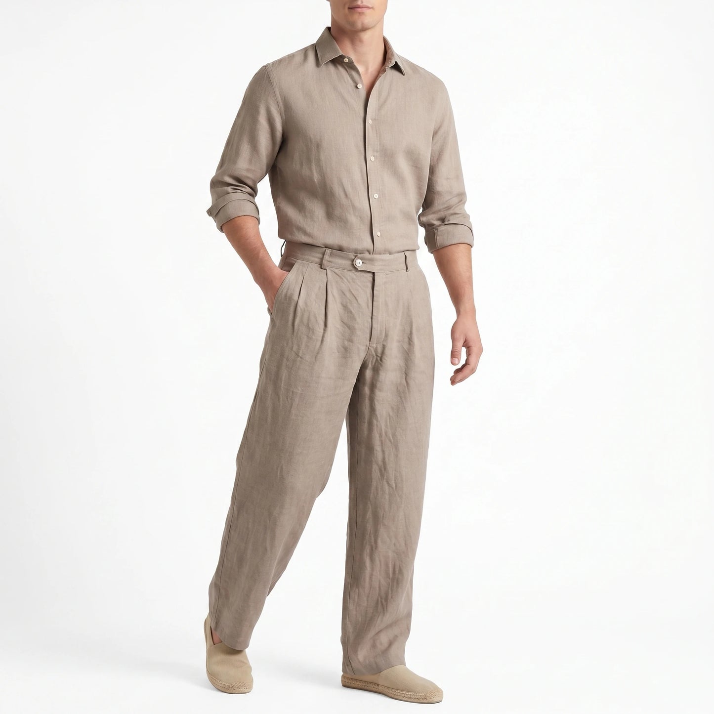 Stonebrook Studio - Stonebrook Studio | Men’s Linen Wide Fit Trousers Breathable Comfort Summer Pants