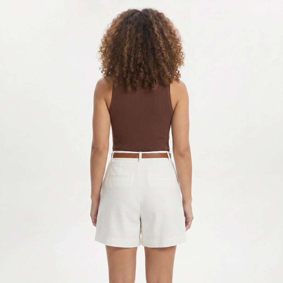 Stonebrook Studio - Stonebrook Studio | Women’s Mid Waist Pleated Tailored Shorts - Minimalist Everyday Comfort