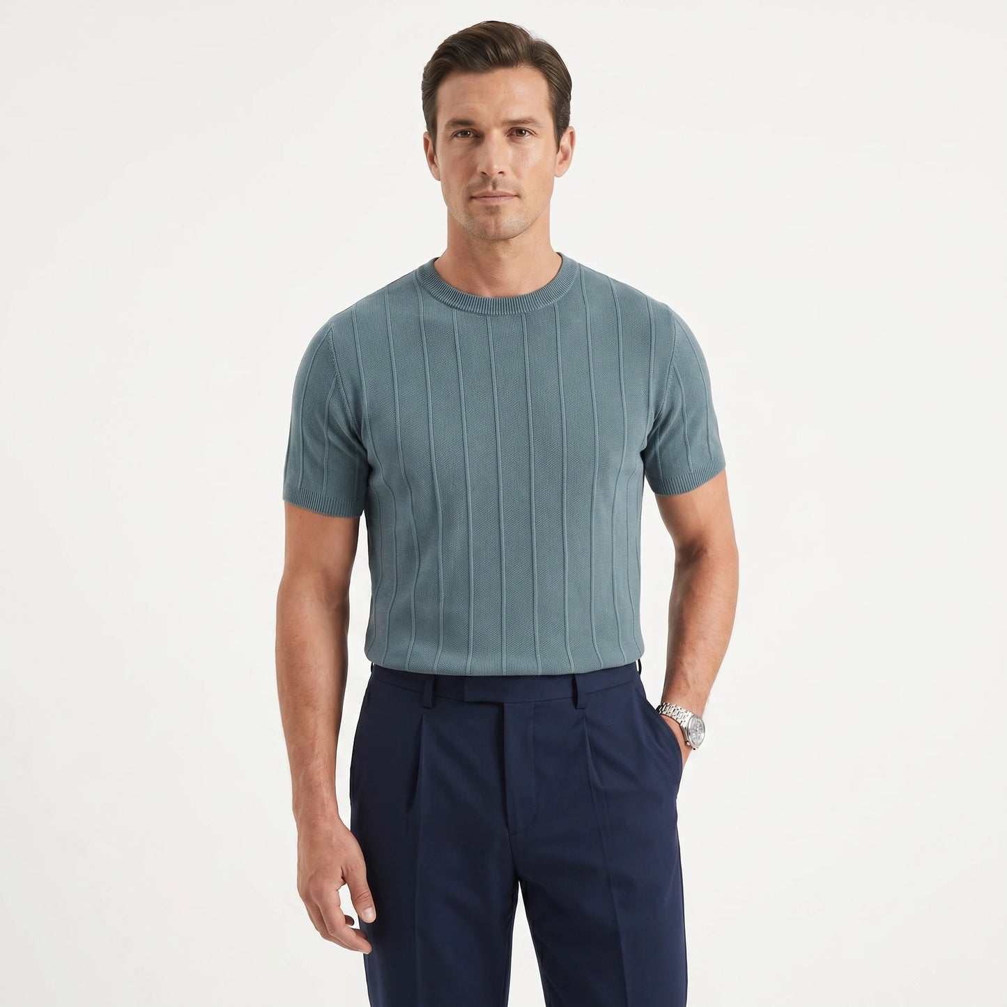 Stonebrook Studio - Stonebrook Studio | Men’s Ice Silk Knit T-Shirt - Breathable Comfort Slim Fit Summer