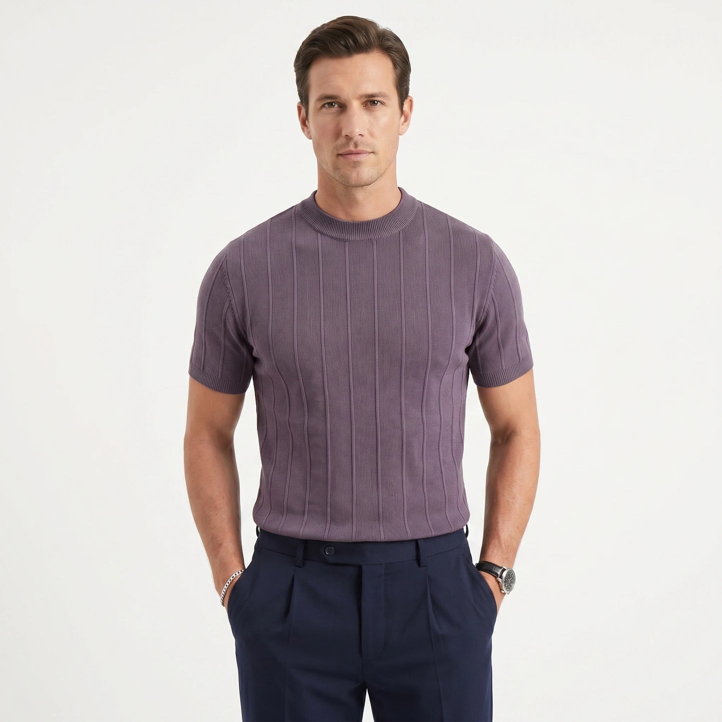 Stonebrook Studio - Stonebrook Studio | Men’s Ice Silk Knit T-Shirt - Breathable Comfort Slim Fit Summer