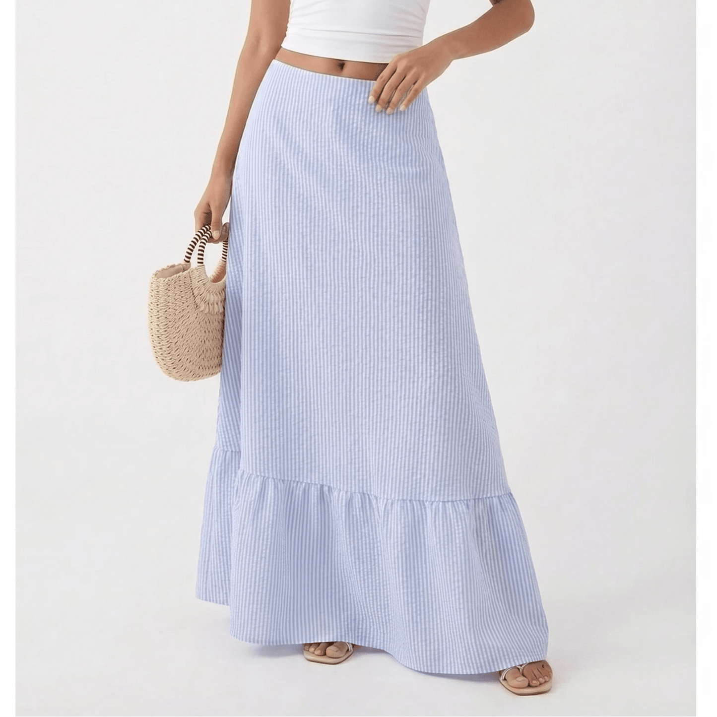 Stonebrook Studio - Stonebrook Studio | Women’s Flared Stripe Skirt - High Waist Timeless Midi Fit
