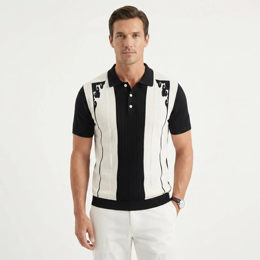 Stonebrook Studio - StonebrookStudio | Men’s Polo Shirt Cotton Blend - Contrast Panel and Button Placket