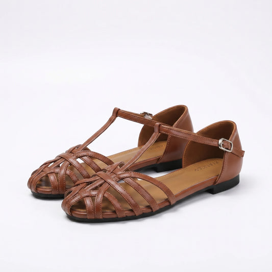 Stonebrook Studio - Stonebrook Studio | Women’s Roman Sandals Breathable Faux Leather Buckle Strap