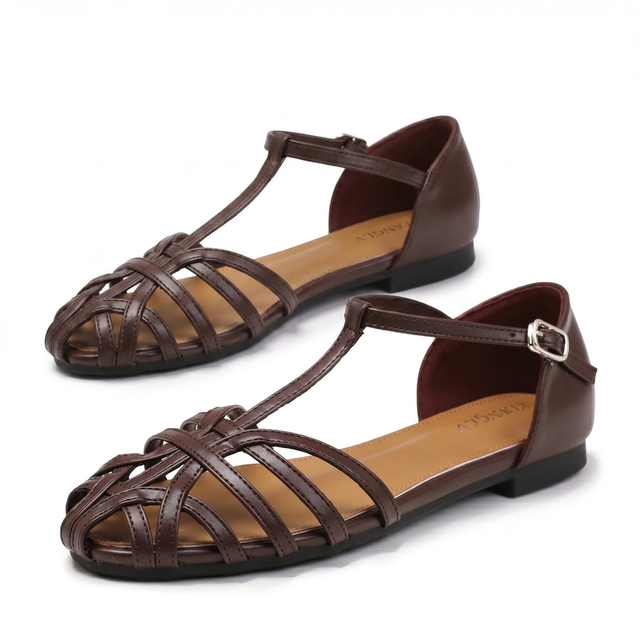 Stonebrook Studio - Stonebrook Studio | Women’s Roman Sandals Breathable Faux Leather Buckle Strap