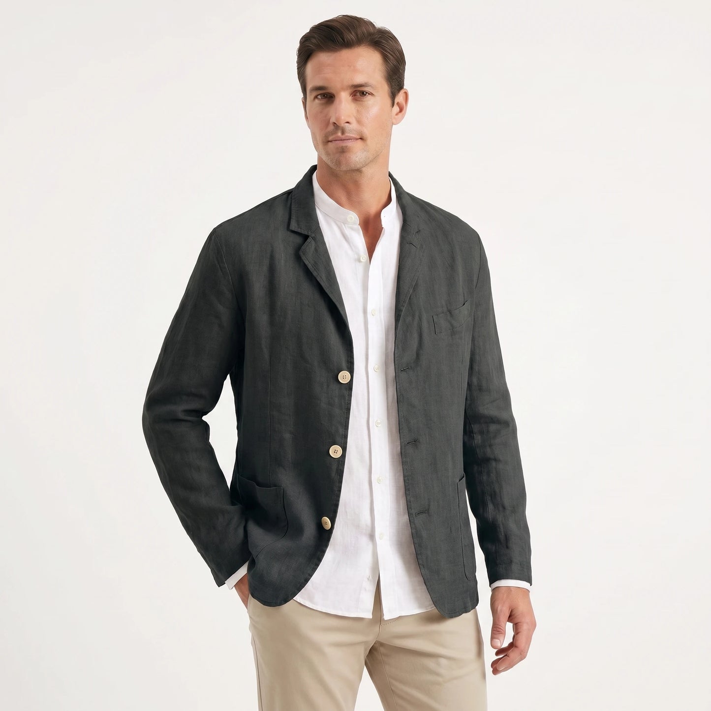 Stonebrook Studio - Stonebrook Studio | Men’s Linen Jacket Lightweight Breathable Everyday Relaxed Fit