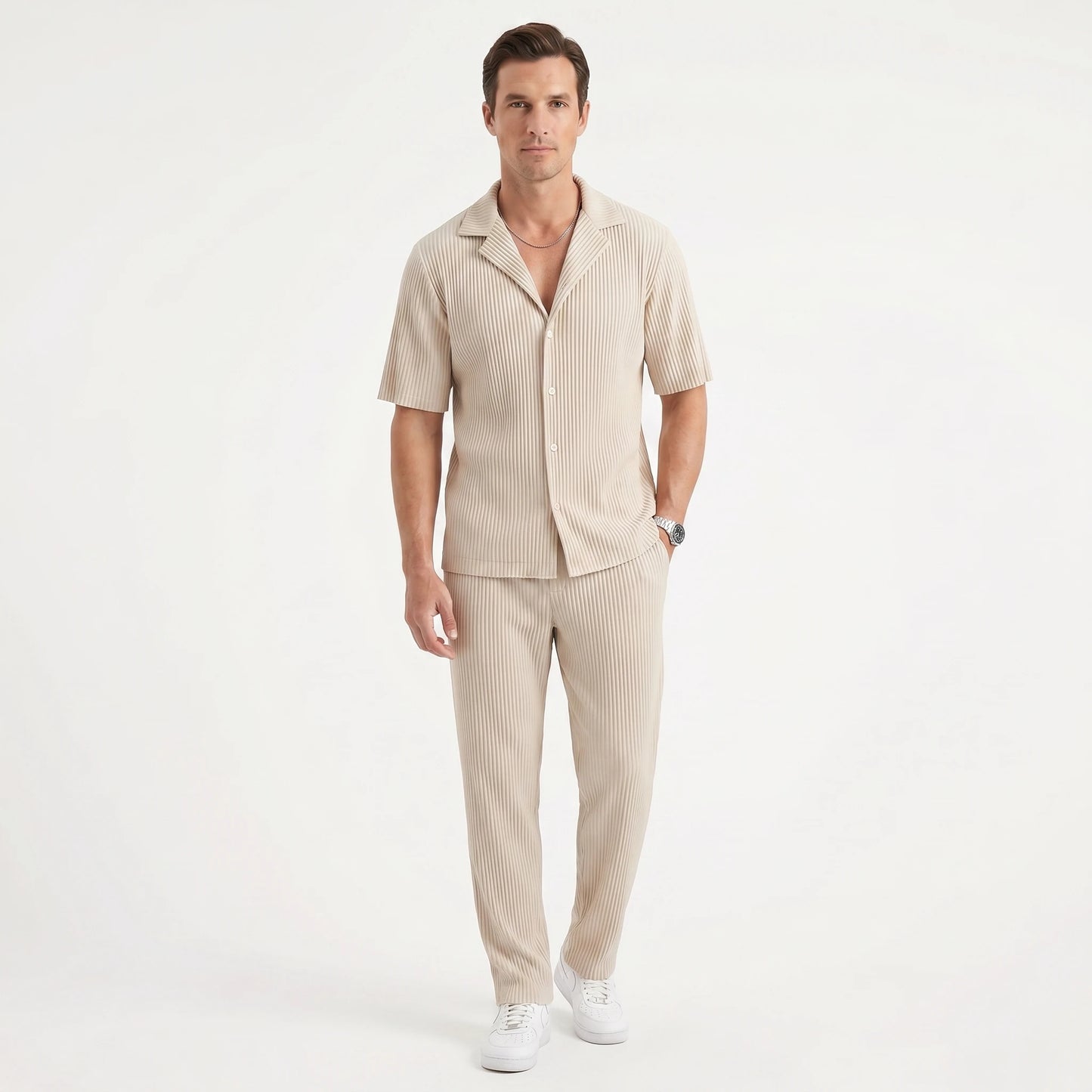 Stonebrook Studio - Stonebrook Studio | Men’s Ribbed Two Piece Set Breathable Cotton Blend Relaxed Fit