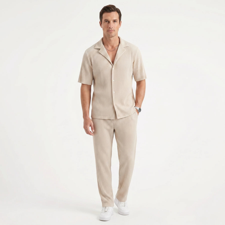 Stonebrook Studio - Stonebrook Studio | Men’s Ribbed Two Piece Set Breathable Cotton Blend Relaxed Fit