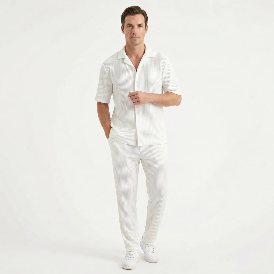 Stonebrook Studio - Stonebrook Studio | Men’s Ribbed Two Piece Set Breathable Cotton Blend Relaxed Fit