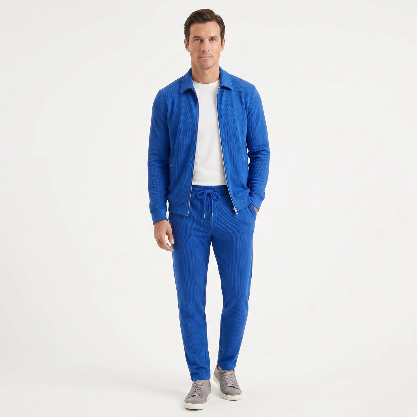 Stonebrook Studio - Stonebrook Studio | Men’s Textured Lounge Set - Two Piece Slim Fit Cotton Blend Outfit
