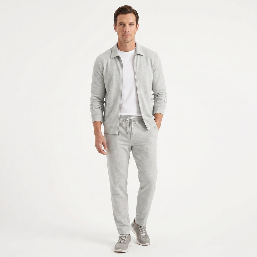 Stonebrook Studio - Stonebrook Studio | Men’s Textured Lounge Set - Two Piece Slim Fit Cotton Blend Outfit