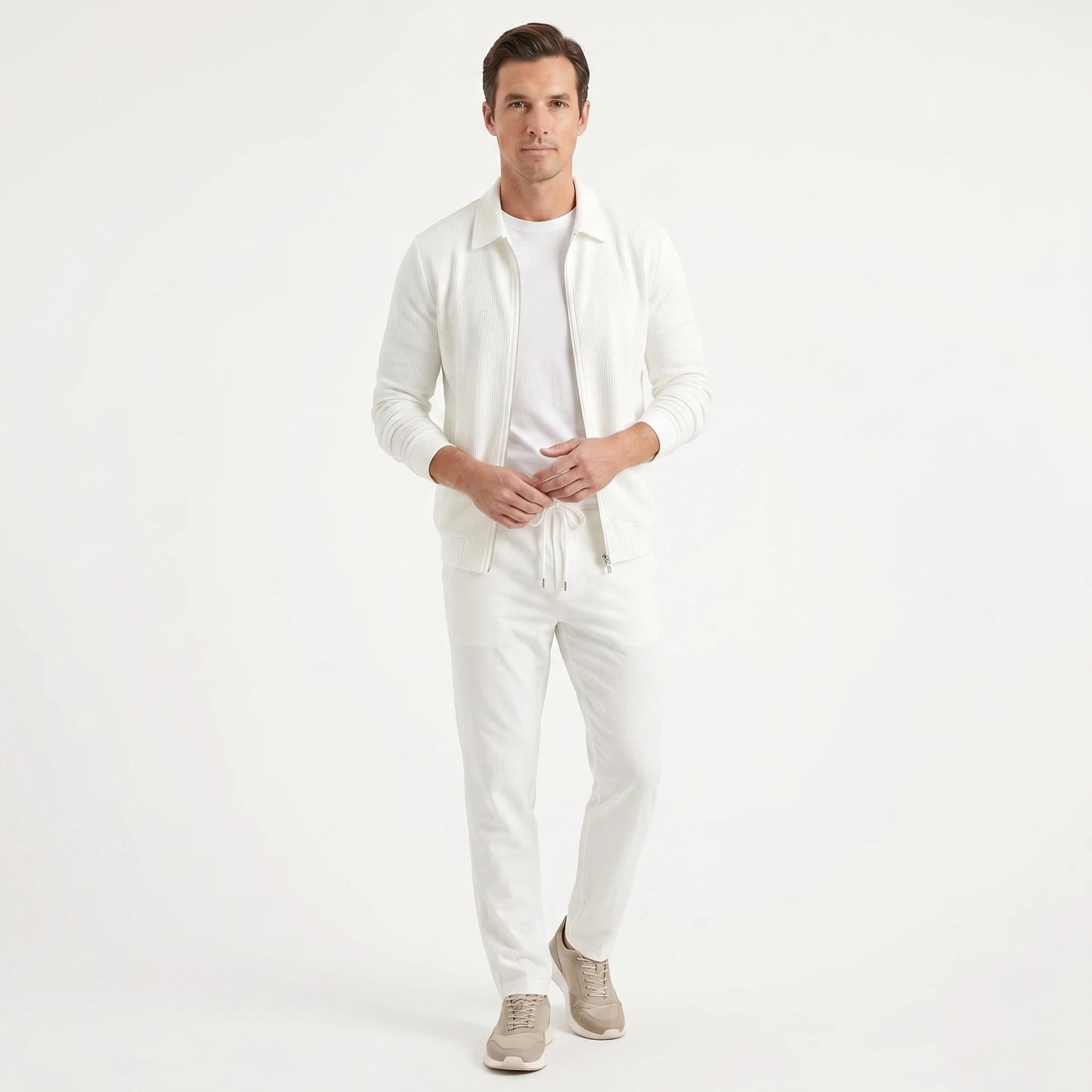 Stonebrook Studio - Stonebrook Studio | Men’s Textured Lounge Set - Two Piece Slim Fit Cotton Blend Outfit