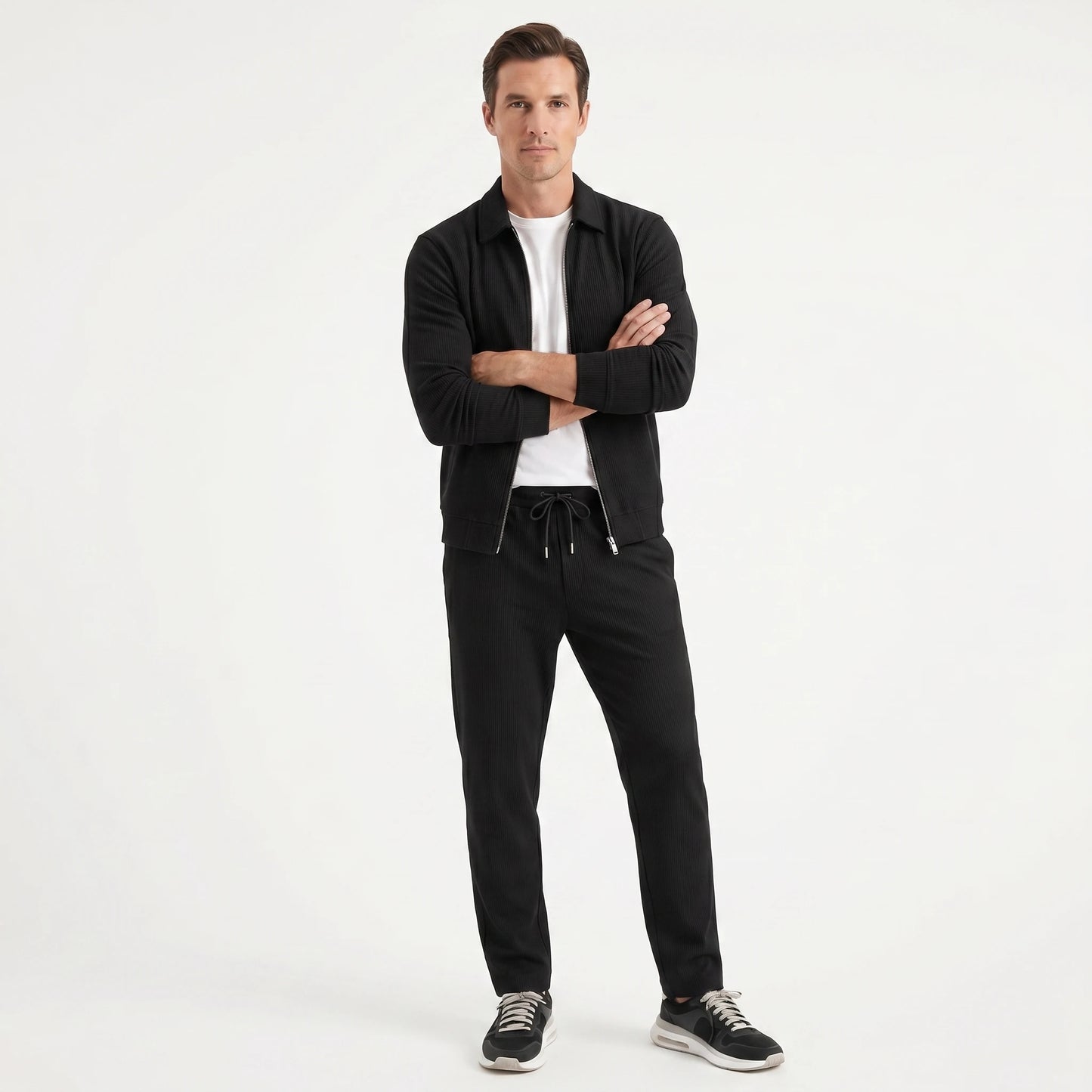 Stonebrook Studio - Stonebrook Studio | Men’s Textured Lounge Set - Two Piece Slim Fit Cotton Blend Outfit