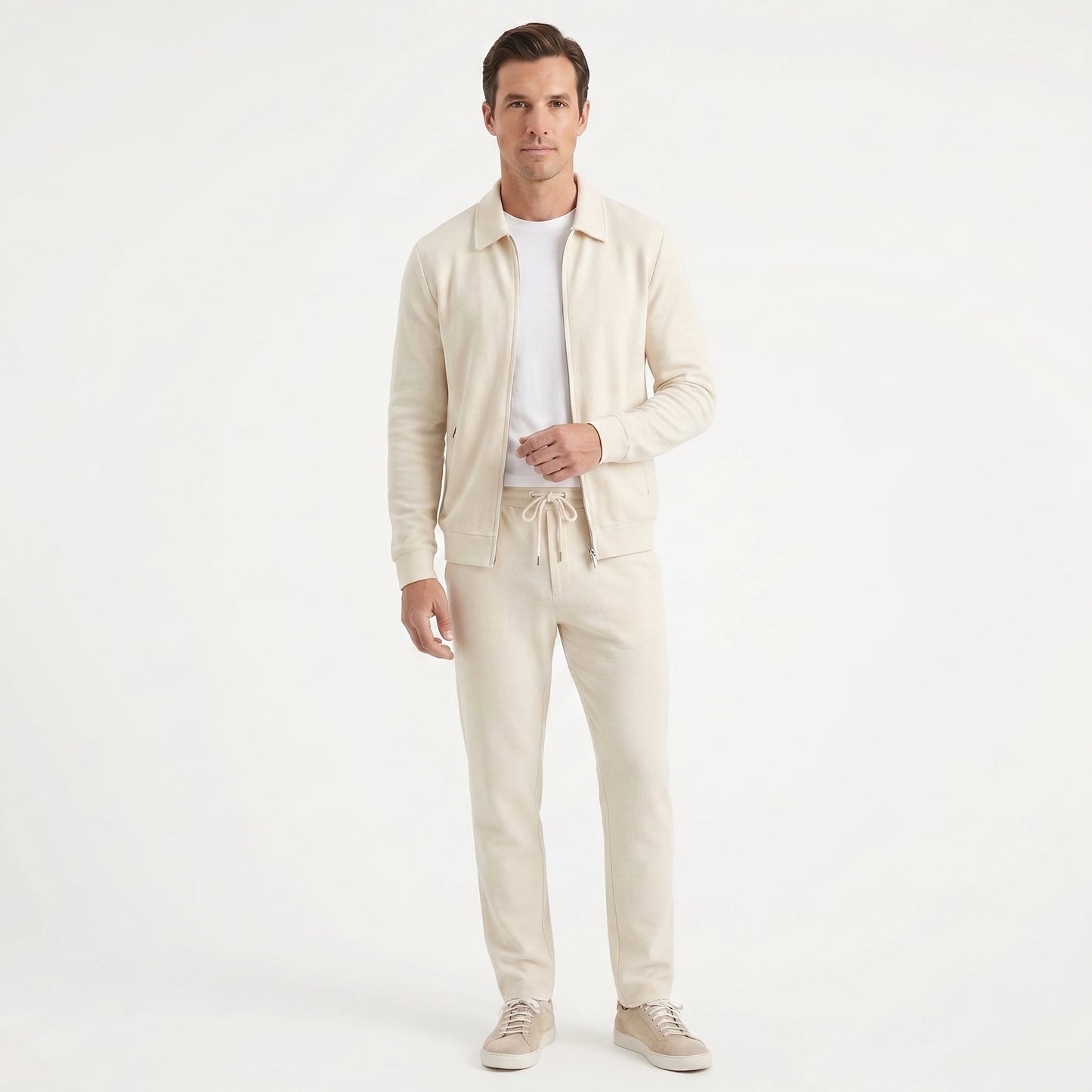 Stonebrook Studio - Stonebrook Studio | Men’s Textured Lounge Set - Two Piece Slim Fit Cotton Blend Outfit