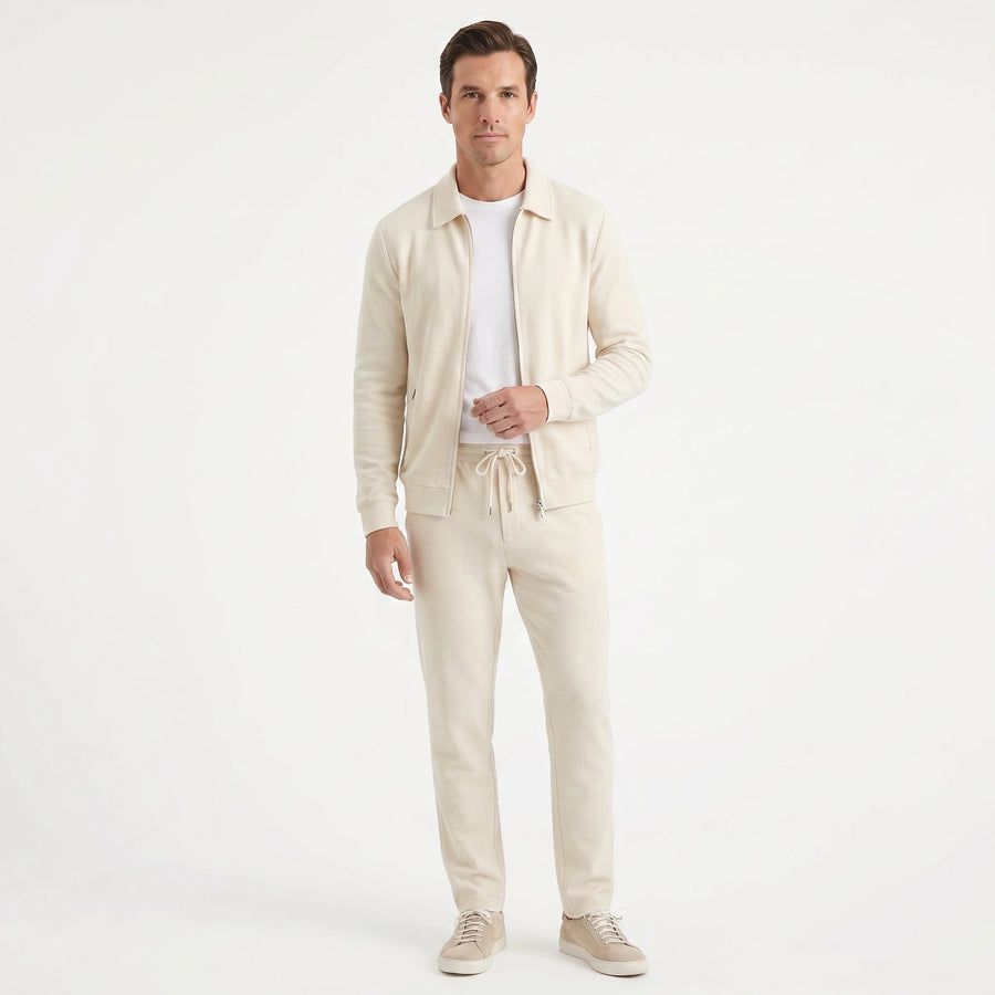 Stonebrook Studio - Stonebrook Studio | Men’s Textured Lounge Set - Two Piece Slim Fit Cotton Blend Outfit