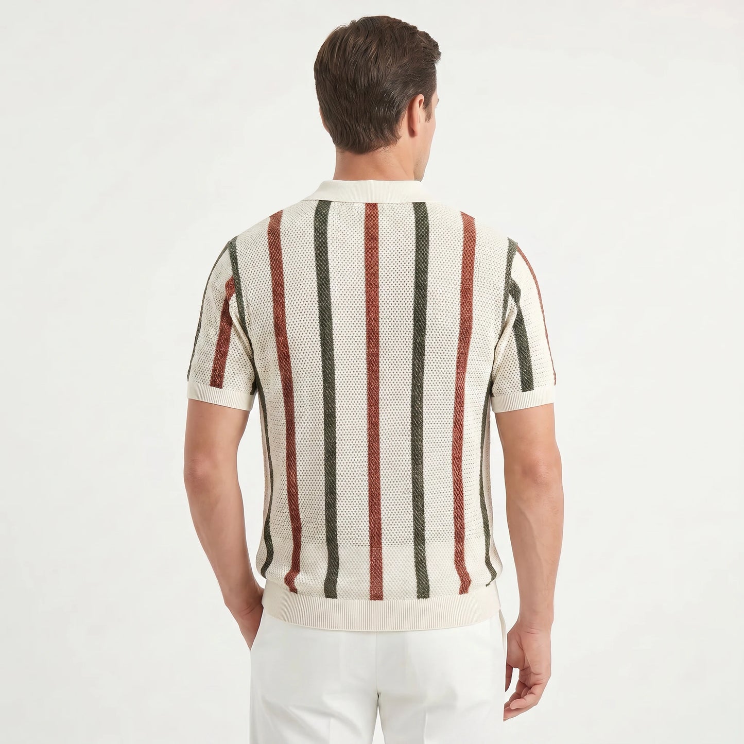 Stonebrook Studio | Men’s Striped Polo Shirt Lightweight Summer Comfort Slim Fit