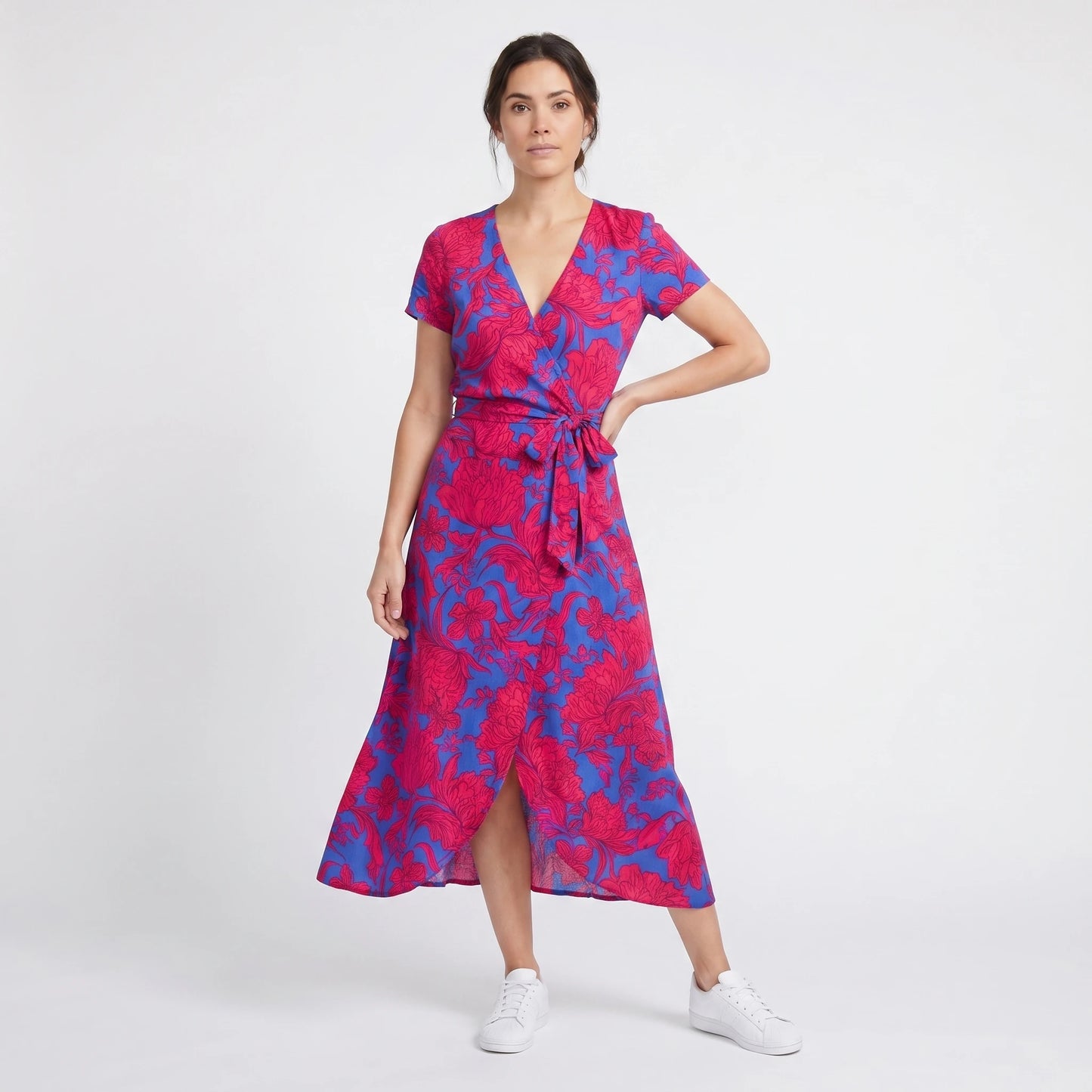 Stonebrook Studio - Stonebrook Studio | Women’s Floral Midi Dress Lightweight Elegant Comfort V - Neck
