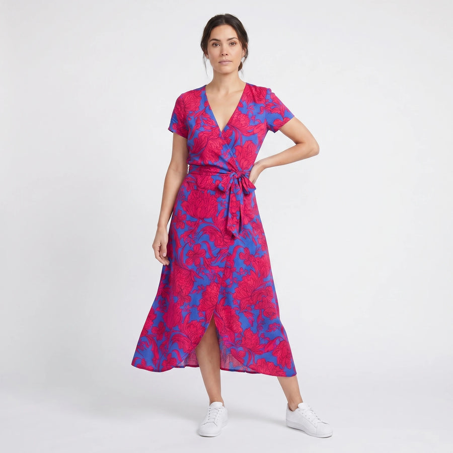 Stonebrook Studio - Stonebrook Studio | Women’s Floral Midi Dress Lightweight Elegant Comfort V - Neck